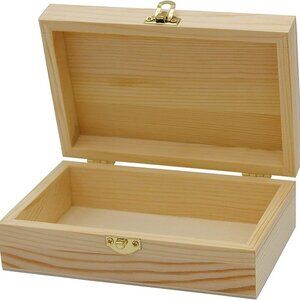 NEW  Creative Hobbies Unfinished Wood Craft Box 6" x 4" x 2"